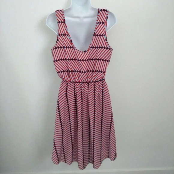 Cherish High-Low Midi Dress, Sleeveless, Red/Gray L - Picture 5 of 8